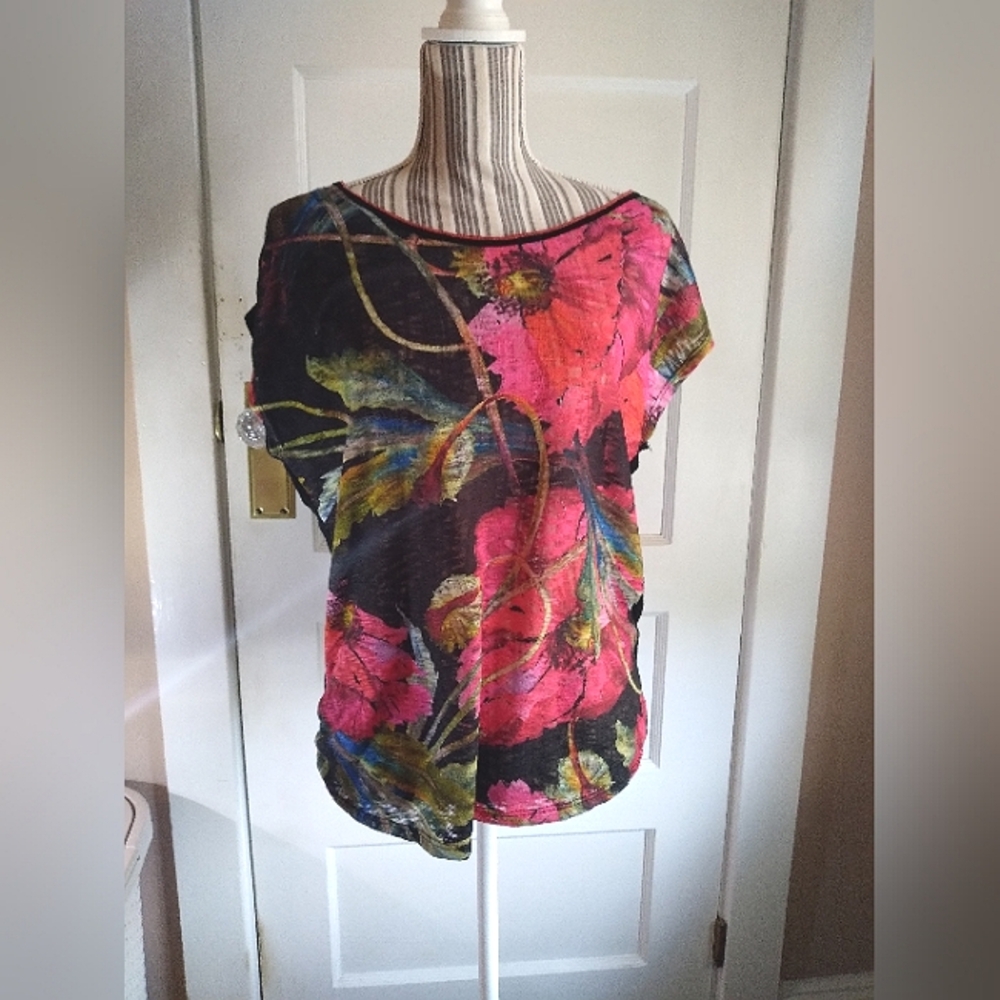 Edista floral cap sleeve top - l